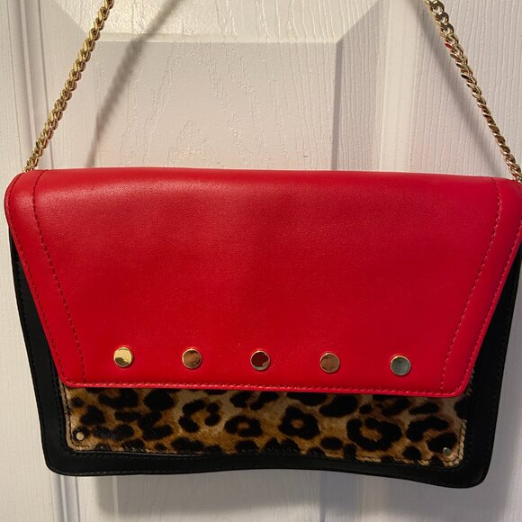 Milly Handbags - Milly Leopard, Red, and Black Leather Purse